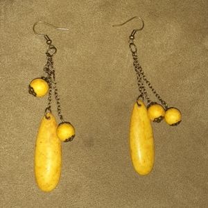Yellow marble design earrings